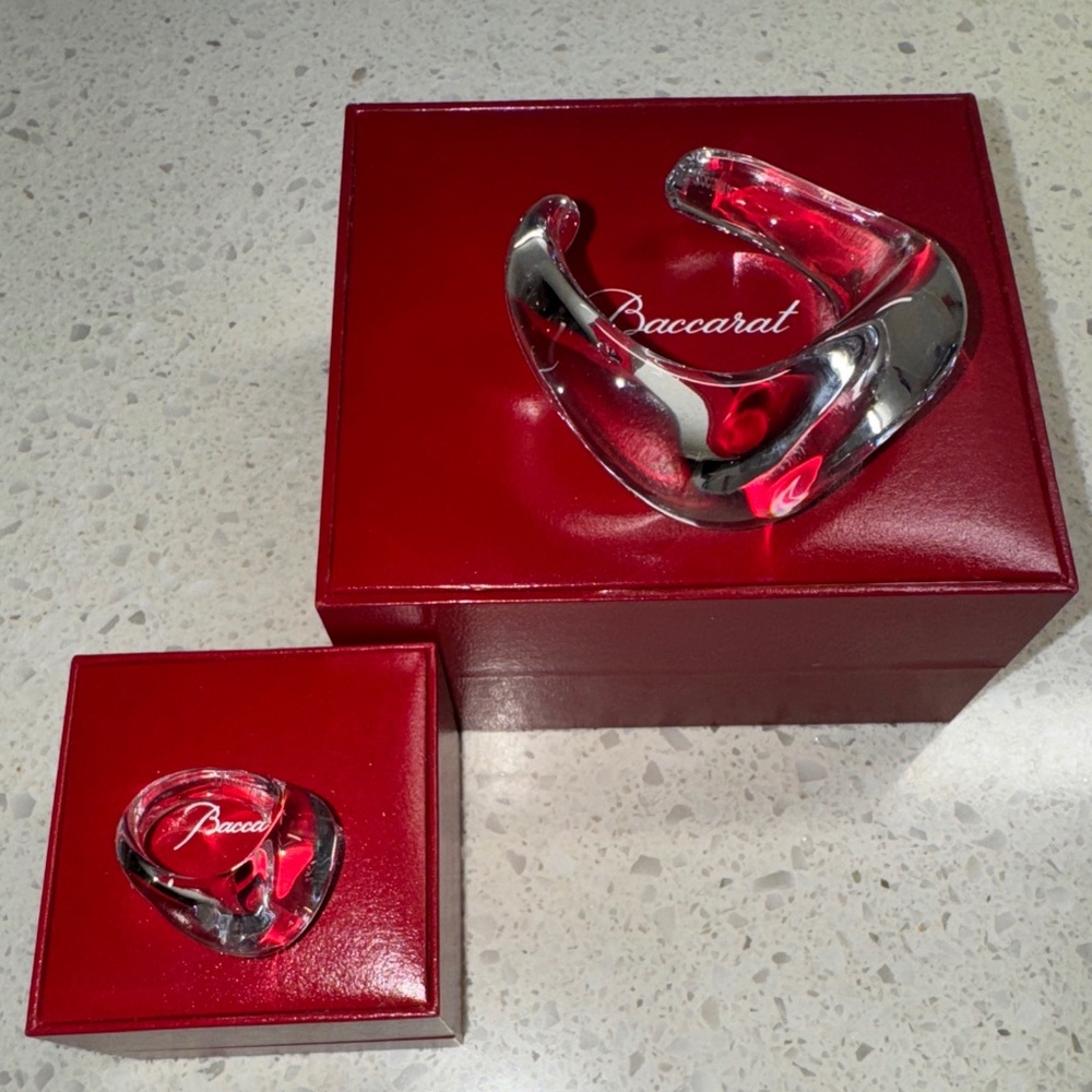 Baccarat Cristal Ring (Size 7 ) and matching Cristal bracelet (small) with box